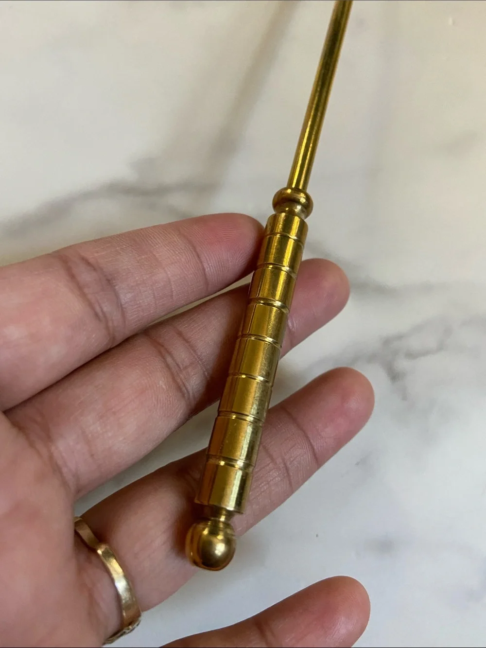 Vintage Brass Candle Snuffer with Long Handle - Classic Home Bath Accessory